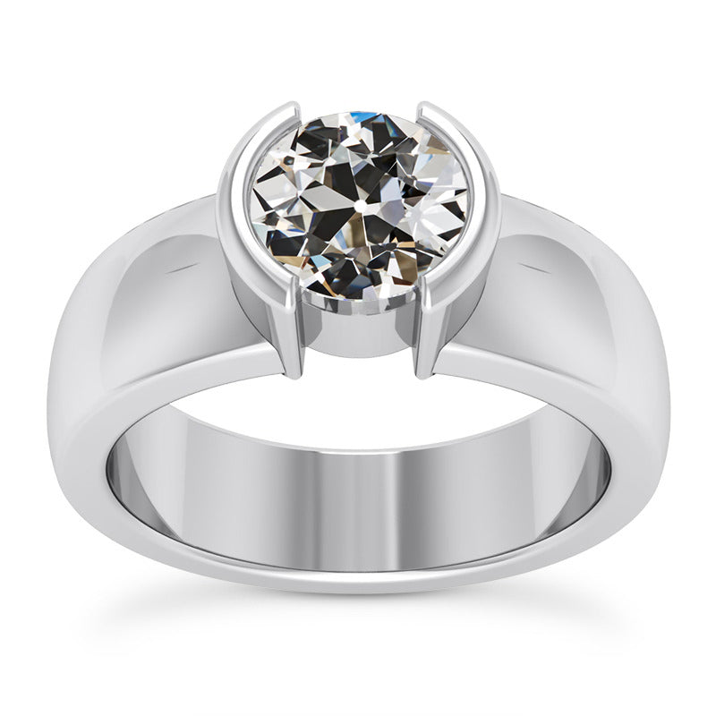 Solitaire Engagement Ring 14K White Gold with Fine Diamond – main view