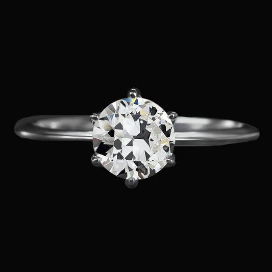Solitaire Ring Round Old Miner Genuine Diamond 6 Prong Set 2.50 Carats