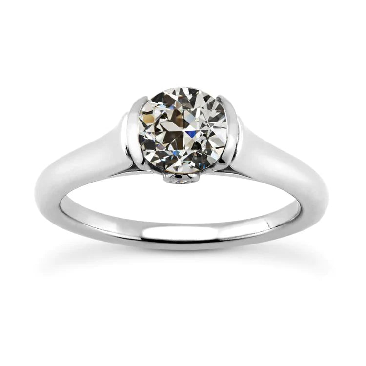 Solitaire Ring Round Old Miner Natural Diamond Gold Jewelry 2 Carats