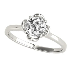 Solitaire Ring Round Old Miner Real Natural Earth Mined Diamond Prong Floral Style 1.50 Carats