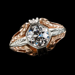 Solitaire Ring Vintage Bezel Set Round Old Mine Cut Real Natural Earth Mined Diamond 2 Carats