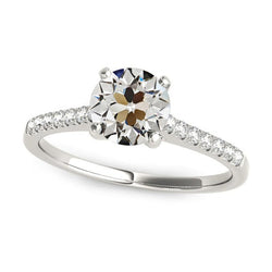 Solitaire Ring With Accents Geunine Old Mine Cut Natural Earth Mined Diamond 3 Carats