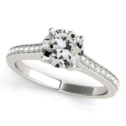 Solitaire Ring With Accents Old Mine Cut Real Diamond 3.75 Carats