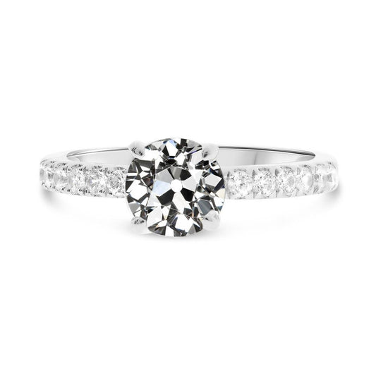 Solitaire Ring With Accents Round Old Miner Natural Diamond 3.50 Carats