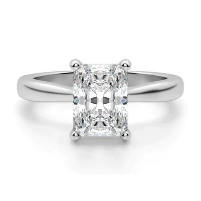 Solitaire Ring With Genuine Radiant Diamond