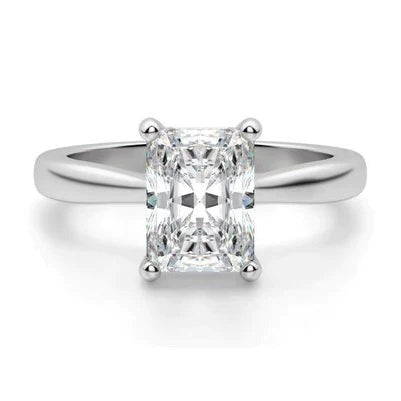 Solitaire Ring With Genuine Radiant Diamond