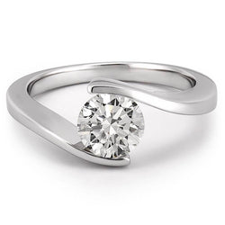 Solitaire Round 1.25 Carats Real Diamond Wedding Ring White Gold 14K