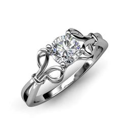 Solitaire Round 1.50 Carats Real Diamond Engagement Ring White Gold 14K