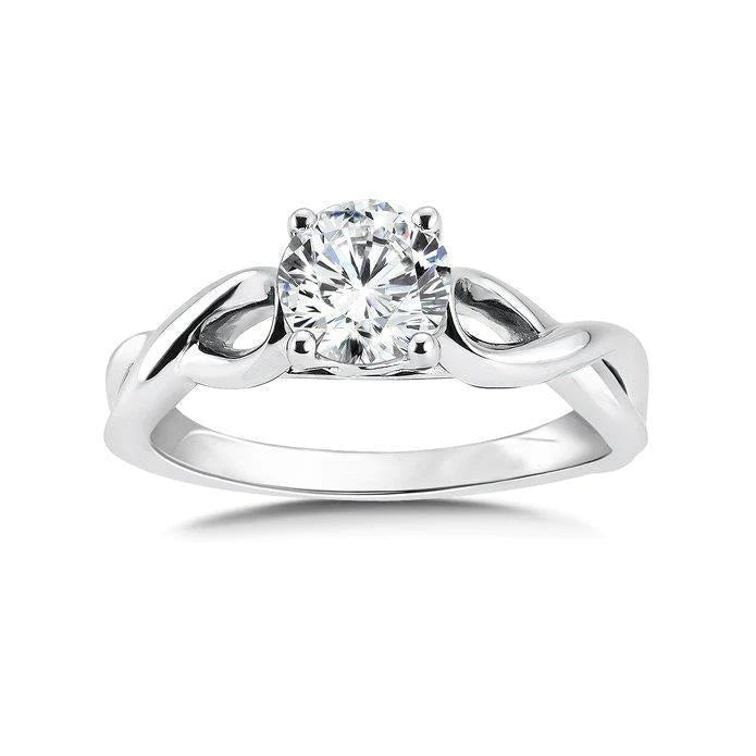 Solitaire Round 2 Carats Real Diamond Engagement Ring White Gold 14K