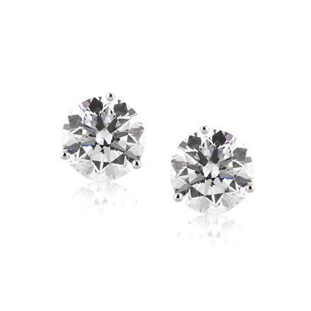 Solitaire Round Cut 1 Carat Genuine Diamond Stud Earring 14K White Gold