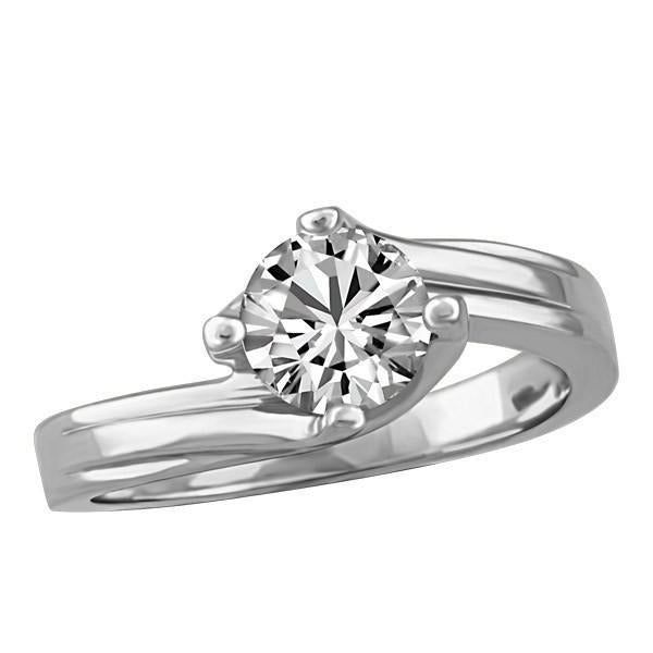 Solitaire Round Cut 2.75 Carats Real Diamond Engagement Ring White Gold 14K - Solitaire Ring-harrychadent.ca