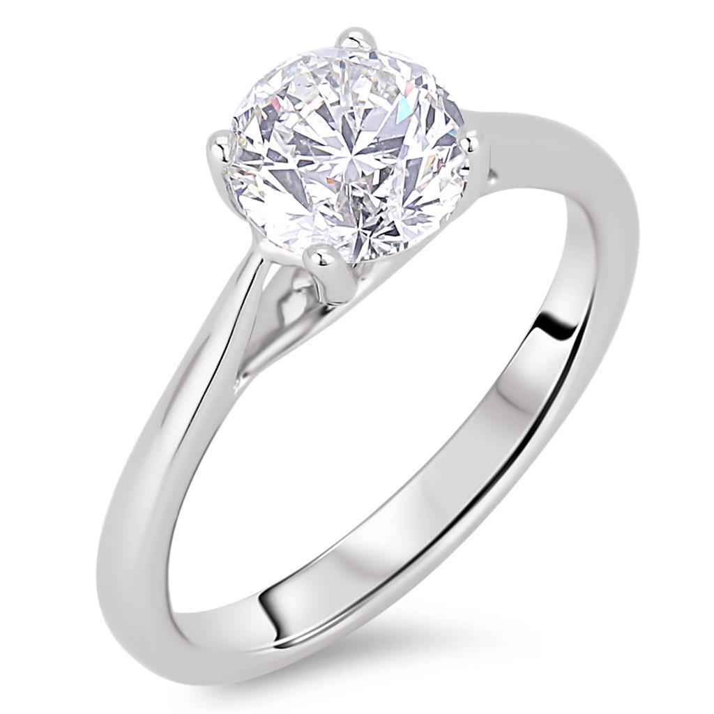 Solitaire Round Cut 2 Carats Genuine Diamond Wedding Ring White Gold 14K