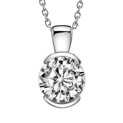 Solitaire Round Cut Genuine Diamond Ladies Pendant 2 Ct White Gold Jewelry