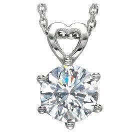 Solitaire Round Cut Genuine Diamond Pendant 1.75 Carats White Gold Jewelry