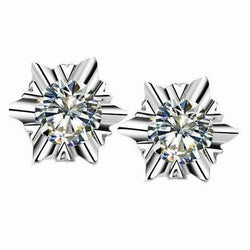 Solitaire Round Cut Natural Diamond Stud Earring 2.0 Carat White Gold 14K