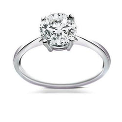 Solitaire Round Cut Real 2.50 Carats Natural Earth Mined Diamond Engagement Ring White Gold 14K