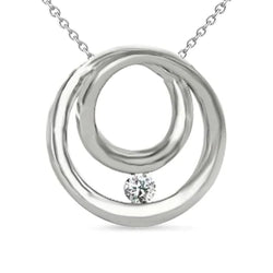 Solitaire Round Cut Real Diamond Pendant Necklace 0.75 Carat White Gold 14K