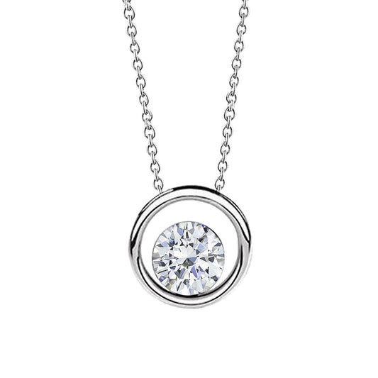 Solitaire Round Cut Real F Vs1 Diamond Pendant Necklace 1.25 Carat WG 14K