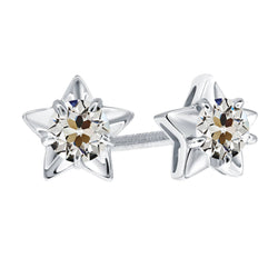 14K White Gold Starburst Brilliant Diamond Stud Earrings 2 ct