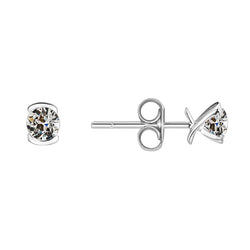 14K White Gold Bezel Set Diamond Drop Earrings 1 ct