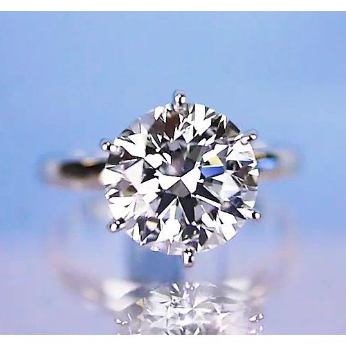 Solitaire Round Genuine Diamond Engagement Ring 6 Prong Setting 2 Carats