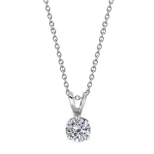 Solitaire Round Genuine Diamond Pendant 1 Carat WG 14K Prong Setting