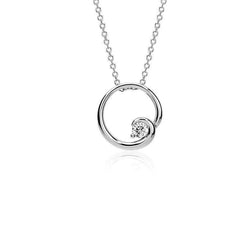 Solitaire Round Natural Diamond Circle Pendant 1 Carat White Gold 14K