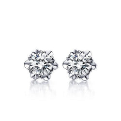 Solitaire Round Natural Diamond Flower Style Stud Earring  1.70 Ct Gold Jewelry