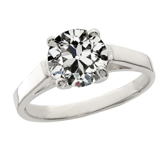 Solitaire Round Old Cut Genuine Diamond Anniversary Ring 2.50 Carats
