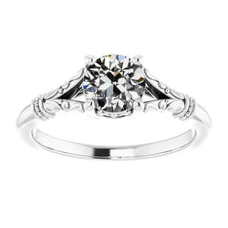 Solitaire Round Old Cut Natural Earth Mined Diamond Ring Vintage Style 1.50 Carats