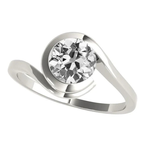 Solitaire Round Old Cut Real Diamond Ring Tension Style 2.50 Carats