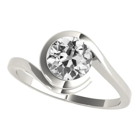 Solitaire Round Old Cut Real Diamond Ring Tension Style 2.50 Carats