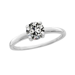 Solitaire Round Old Cut Real Natural Earth Mined Diamond Wedding Ring Tapered Shank 1.50 Carats
