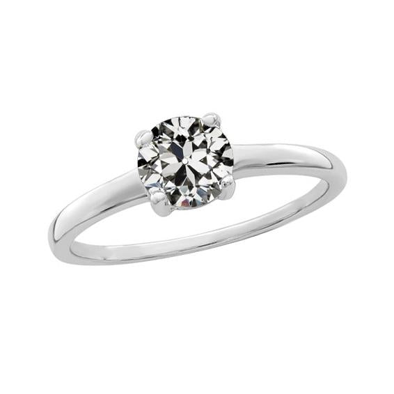 Solitaire Round Old Cut Real Diamond Wedding Ring Tapered Shank 1.50 Carats