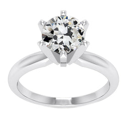 Real Old Mine Cut Brilliant Diamond Solitaire Ring 2.50 ct
