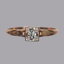 Solitaire Round Old Mine Cut Genuine Natural Earth Mined Diamond Ring Rose Gold 0.50 Carats