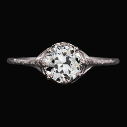 Solitaire Round Old Mine Cut Natural Earth Mined Diamond Ring 8 Prong Set 2 Carats