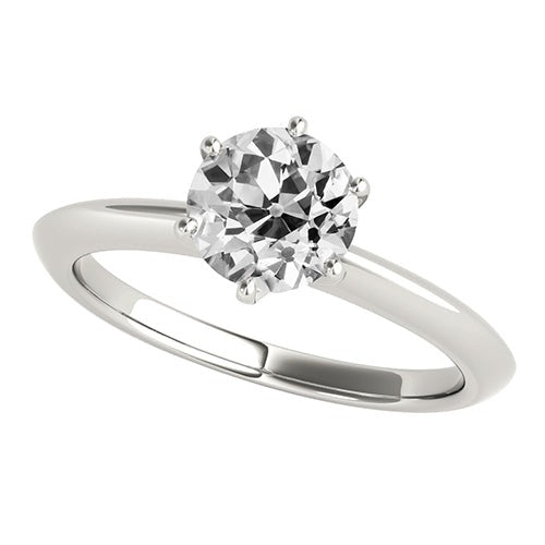 Solitaire Round Old Mine Cut Real Diamond Engagement Ring 1.50 Carats - Solitaire Ring-harrychadent.ca