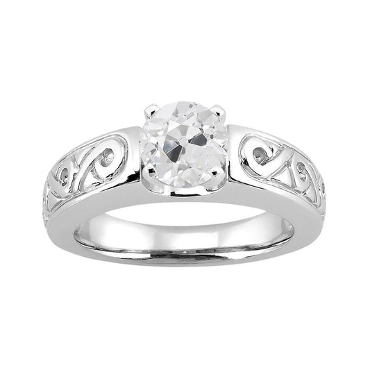 Solitaire Round Old Mine Cut Real Diamond Vintage Style Ring 1.75 Carats