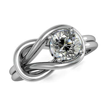 Solitaire Round Old Miner Real Diamond Ring Love Knot Style 1 Carat