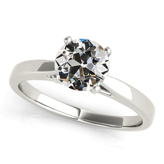 Solitaire Round Old Miner Real Diamond Ring Prong Tapered Shank 2 Carats