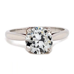 Solitaire Round Old Miner Real Diamond Ring Tapered Shank 2 Carats