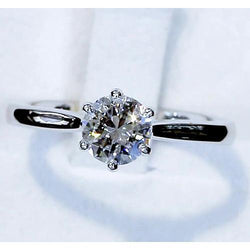Solitaire Round Real Diamond 1 Carats Classic Ladies Ring Jewelry