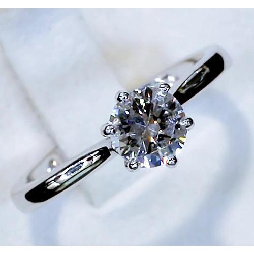 Solitaire Round Real Diamond 1 Carats Classic Ladies Ring 