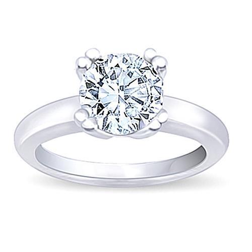 Solitaire Round Real Diamond Engagement Ring White Gold 14K 0.75 Carats