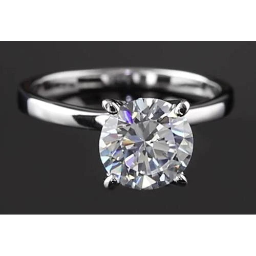 Solitaire Round Real Diamond Ring 2 Carats