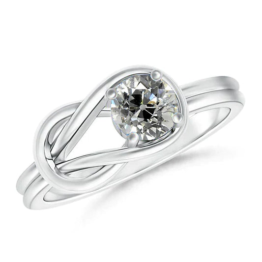 Solitaire Round Real Diamond Ring Old European 2 Carats Knot Style