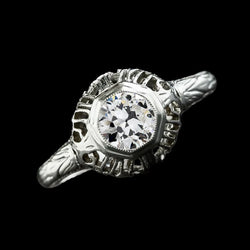 Solitaire Round Real Diamond Ring Old European Bezel Set 1.75 Carats