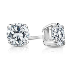 Solitaire Round Real Diamond Stud Earring Women Gold Fine Jewelry 3 Carats