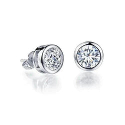 Solitaire Round Real Natural Earth Mined Diamond Stud Earrings 1.70 Carats Women Gold Jewelry